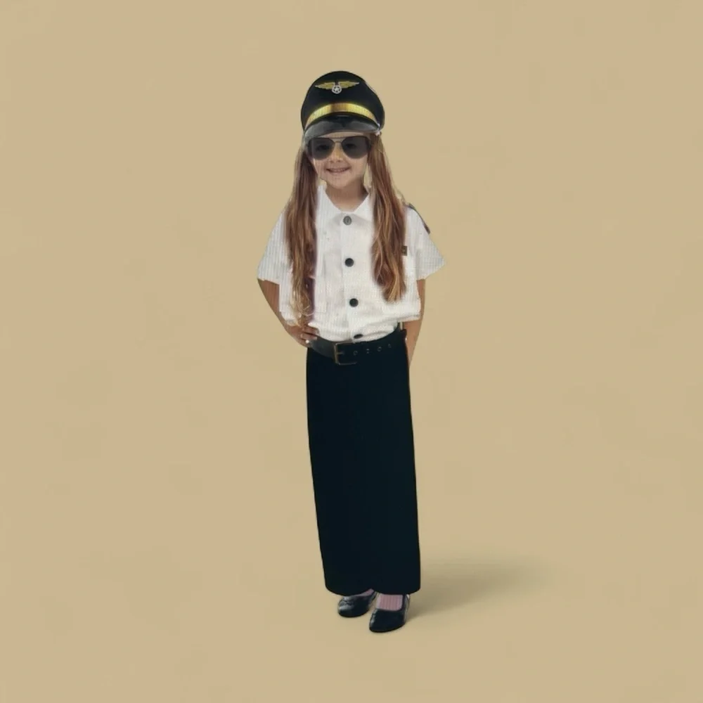 Kids Pilot Costume Set – Captain Uniform Dress Up – Size 3T-4T – Halloween /